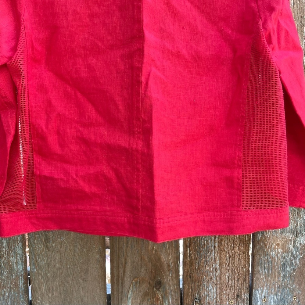 MULTIPLES Women’s Red Linen Open Front Lightweight Jacket Blazer Size Small - Picture 11 of 12